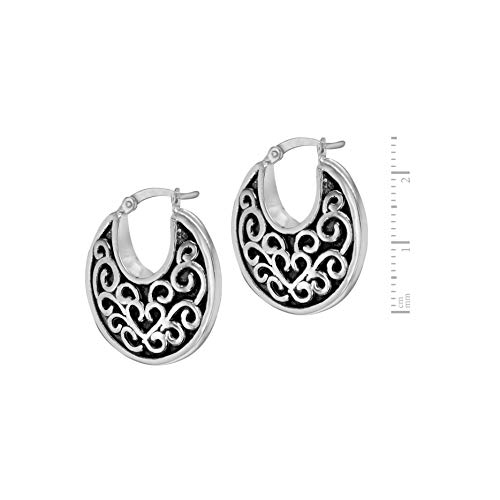 Tuscany Silver Pendientes de aro Mujer plata oxidada fina 925-8.51.2009