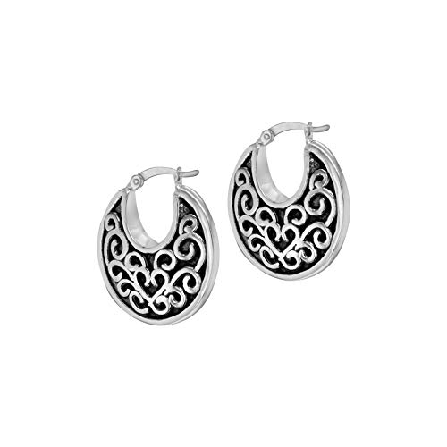 Tuscany Silver Pendientes de aro Mujer plata oxidada fina 925-8.51.2009