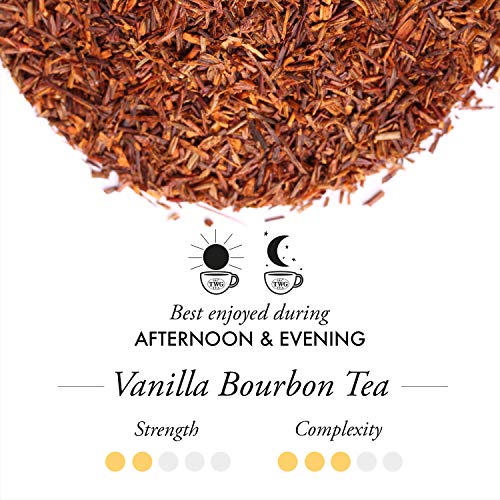 TWG Tea | Vanilla Bourbon Tea, blend de té rooibos en 15 bolsitas de algodón cosidas a mano en caja de regalo de 37,5 g