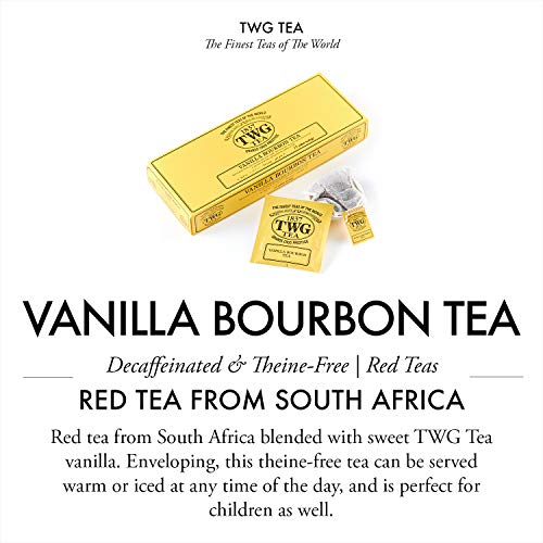 TWG Tea | Vanilla Bourbon Tea, blend de té rooibos en 15 bolsitas de algodón cosidas a mano en caja de regalo de 37,5 g