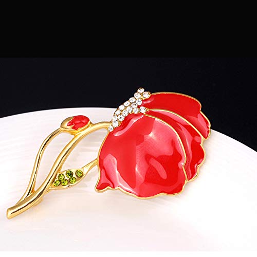 U-K Clavel Rojo Flor de Amapola Pin Insignia Cristales Broche Ropa Mochila Accesorios de decoración opio amapolaProcesamiento de Moda