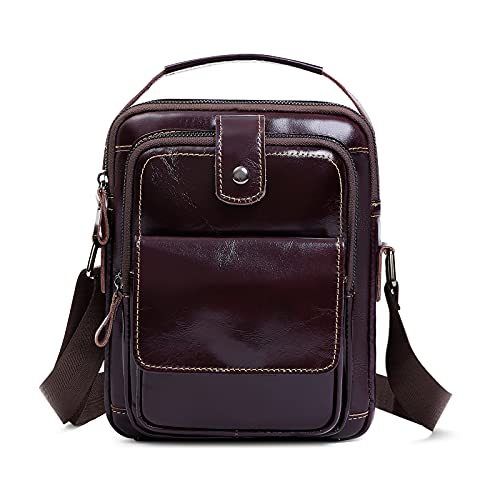 UBORSE Hombre Bolsos de Hombro Tipo Mensajero Piel Genuina Clásico Casual Crossbody del Negocios Trabajo Bolsa Cruzada