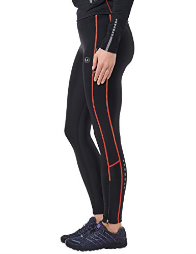 Ultrasport Pantalones largos de correr para mujer, con efecto de compresión y función de secado rápido, Negro/Rosa, S