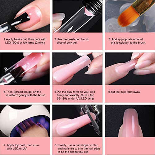 Uñas de Gel Kit Completo, Jane Choi 4 Colores Set De Uñas (Blanco, Rosa Desnudo, Transparente, Desnudo Claro), ProfesionalExtensión de Uñas, Diy Uña Arte para Hogar y Salón