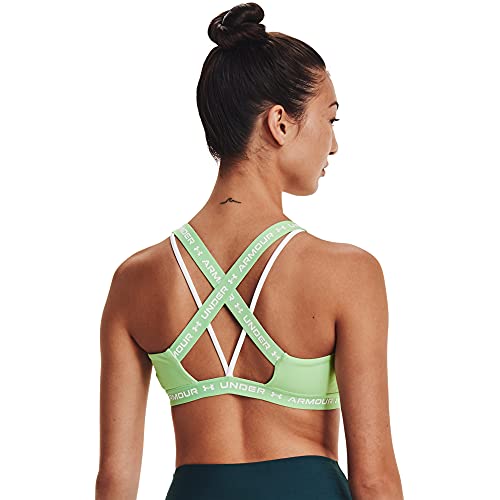 Under Armour Women's Crossback Low Bra, Aqua Foam (335)/White, Medium