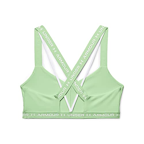 Under Armour Women's Crossback Low Bra, Aqua Foam (335)/White, Medium