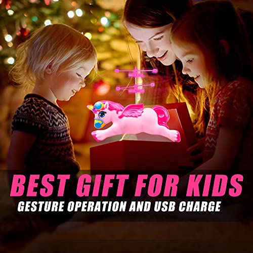 Unicorn Toys Regalos para niñas de 6 años de Edad, RC Flying Fairy Toy Pink Mini Remote y Unicorn Helicoptero controlado a Mano para Regalos de cumpleaños