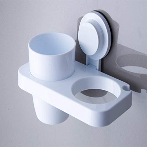 Unishop Estante de Baño para Cepillos y Secador de Pelo, Organizador con Ventosa para Pared, Soporte Pequeño sin Perforaciones