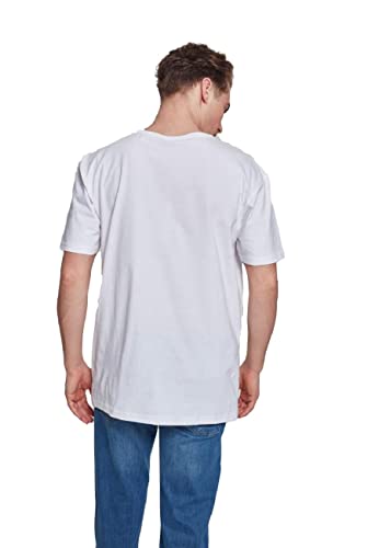 URBAN CLASSICS Camiseta básica de manga corta oversized, cuello redondo normal, de algodón grueso, largo normal, ajuste holgado, de hombre, moderna, color blanco, talla XXL