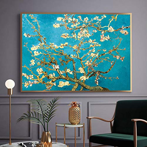 Van Gogh, flor de almendro, famosa pintura al óleo, reproducción de impresión en lienzo, flor impresionista, cuadro de arte de pared, decoración del hogar, 80x120cm (32x47in) sin marco