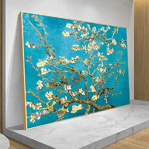 Van Gogh, flor de almendro, famosa pintura al óleo, reproducción de impresión en lienzo, flor impresionista, cuadro de arte de pared, decoración del hogar, 80x120cm (32x47in) sin marco