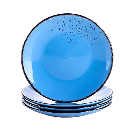 vancasso Serie Navia Oceano Platos de Postre 4 Piezas, Juego de Platos Llanos 21CM Gres Azul Oscuro Retro