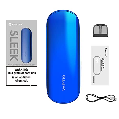 Vaptio sleek Kits de cigarrillos electrónicos con vaporizador UI fresco sin líquido E sin nicotina (Azul)