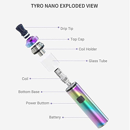 VAPTIO Tyro Nano KIT con 30W, 900mah Batería Todo en uno de inicio de cigarrillo electrónico Vape Estilo Vaporizador No E Liquid No Nicotine(arcoíris)