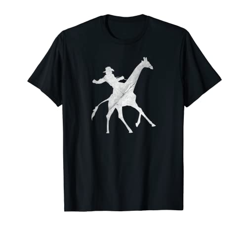 Vaquero que montan una jirafa preocupada. Camiseta