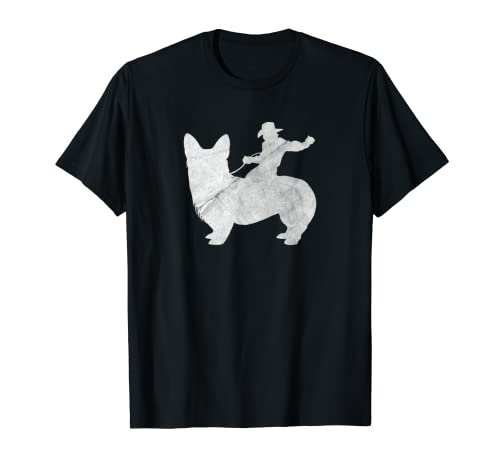 Vaquero que se preocupa a un corgi. Camiseta