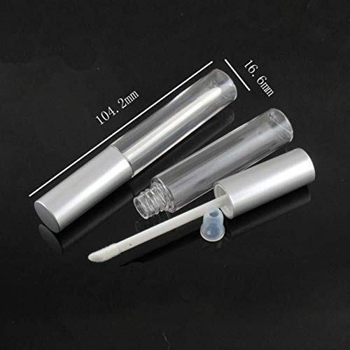 VASANA - 10 tubos de brillo de labios de 10 ml a granel con tapa de plata vacía de plástico para pintalabios de labios de plástico para muestras de lápiz labial