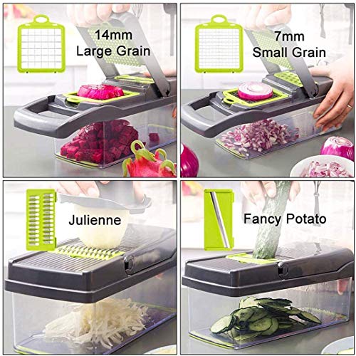 Vegetable Chopper Slicer, Food Chopper D L D Onion Dicer Veggie Slicer Cutter with Multi-Functional Interchangeable Blades Cheese Grater for Garlic Carrot Potato Tomato Fruit Salad