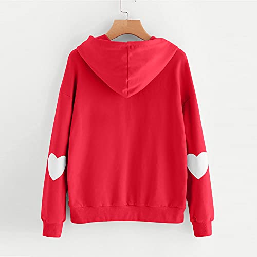 VEMOW Sudaderas con Capucha para Mujer, Liquidación Venta Manga Larga Blusa Tops Ropa, Primavera Otoño Suelto Linda Kawaii Estampado Girasol Floral Diseño Sudadera Hoodie con Bolsillode(H Rojo,3XL)