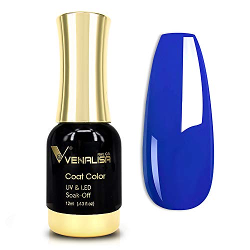 VENALISA Gel Nail Polish, 12ml Elegant Blue Color Soak Off UV LED Nail Gel Polish Nail Art Starter Manicure Salon DIY at Home, 0.43 OZ