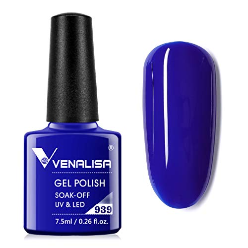 VENALISA Gel Nail Polish - Deep Blue Color Soak Off UV LED Nail Gel Polish Nail Art Starter Manicure Salon DIY at Home