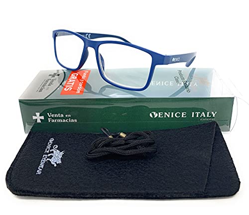 VENICE EYEWEAR OCCHIALI | Gafas de lectura 2 en 1 . SUPLEMENTO POLARIZADO IMAN unisex Venice. Protege tus ojos de la fatiga y del sol.. (BLUE, +1,5)