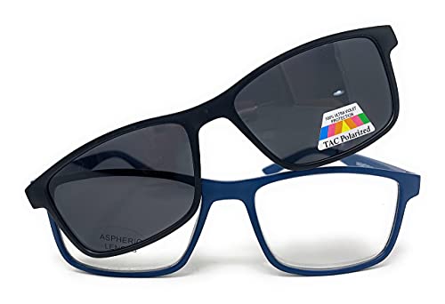 VENICE EYEWEAR OCCHIALI | Gafas de lectura 2 en 1 . SUPLEMENTO POLARIZADO IMAN unisex Venice. Protege tus ojos de la fatiga y del sol.. (BLUE, +1,5)