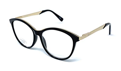 VENICE EYEWEAR OCCHIALI | Gafas de lectura Presbicia Vista Cansada Mujer Diore negro Diseño Moderno Moda Nuevo modelo (1,00)