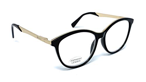 VENICE EYEWEAR OCCHIALI | Gafas de lectura Presbicia Vista Cansada Mujer Diore negro Diseño Moderno Moda Nuevo modelo (1,00)