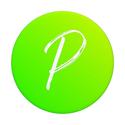 Verde Brillante Gradiente Inicial P Teléfono Verde Lima Letra P PopSockets PopGrip Intercambiable