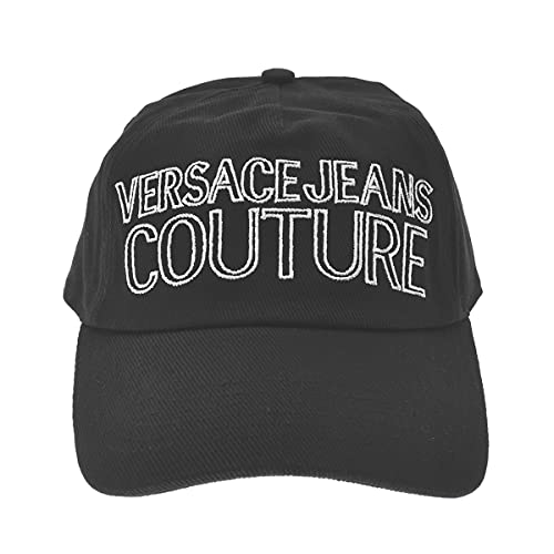 VERSACE JEANS COUTURE Sombrero de denim negro con impresión de letras