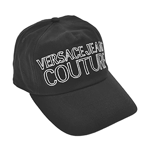 VERSACE JEANS COUTURE Sombrero de denim negro con impresión de letras