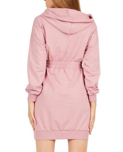 Vestido Casual Deportivo con Capucha y Bolsillos para Mujer de Algodón Sudadera Mujer Sport con Capucha de Otoño Invierno Hoodie Chaqueta Larga con Capucha para Mujer (Rosa, S)