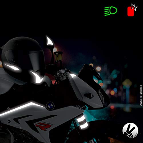 VFLUO 3M Reflective Colors™, Kit de Pegatina Retro Reflectante a Cortar para Casco de Moto/Motocicleta/Bicicleta, 3M Technology™, Hoja de 10 x 15 cm, Negro