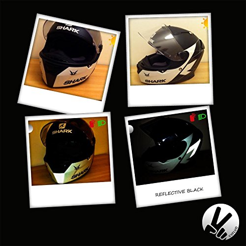 VFLUO 3M Reflective Colors™, Kit de Pegatina Retro Reflectante a Cortar para Casco de Moto/Motocicleta/Bicicleta, 3M Technology™, Hoja de 10 x 15 cm, Negro