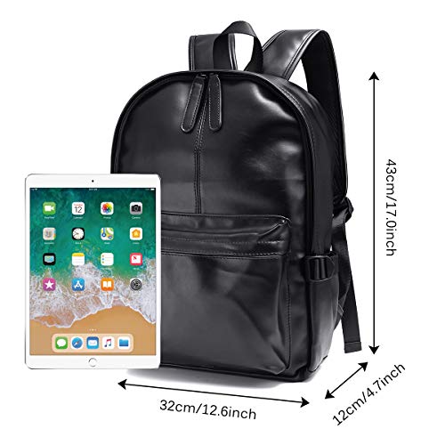 Viaggi Zaino Borsa a Tracolla, OURBAG Zaino in Pelle PU Esterni Scuola Zaino fit 15.6" Laptop Backpack per Uomo e Donna (Nero)