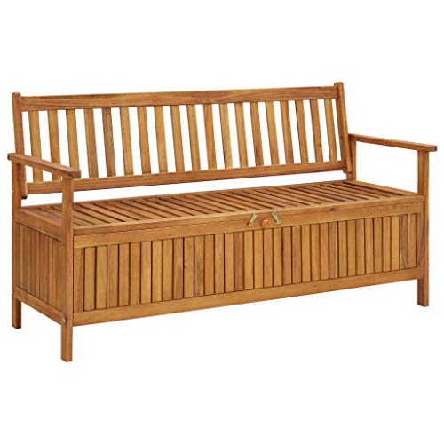 vidaXL Madera Maciza Acacia Banco de Almacenaje de Jardín Patio Caja Almacenamiento Asiento Entrada Pasillo Decoración Hogar Duradero148 cm