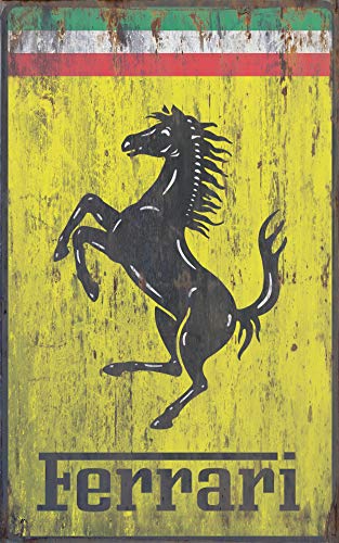 Vintage Ferrari - Placa decorativa para pared (25,4 x 20,3 cm)