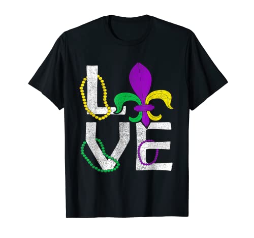 Vintage Love Mardi Gras Fleur De Lys, Chicas Chicos Hombres Mujeres Camiseta