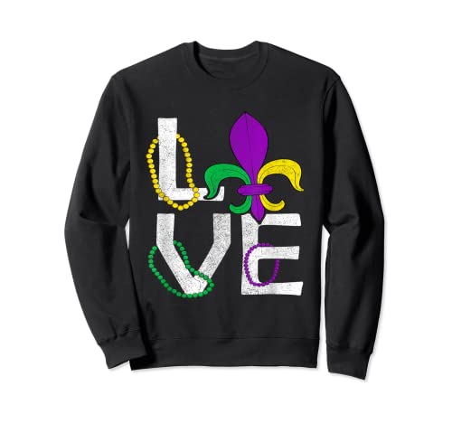 Vintage Love Mardi Gras Fleur De Lys, Chicas Chicos Hombres Mujeres Sudadera