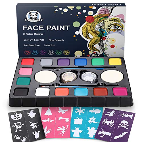 VIVI MOA 14 Colores Pinturas Cara, Pintura Corporal y Facial, Seguro y No Tóxico, Lavables, Maquillaje para Cuerpo Profesional para Halloween, Carnaval, Pascua, Fiesta