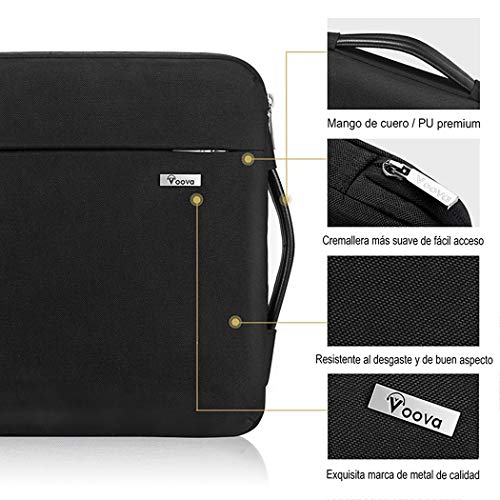 Voova Protectora de 360 Funda Portatil 11-11.6 Pulgada con Asa, Maletín Ordenador Compatible con iPad Pro 12.9 2020, Surface Pro X/7/6/5, MacBook Air 11, Mac 12, DELL Acer HP Chromebook/Tablet, Negro