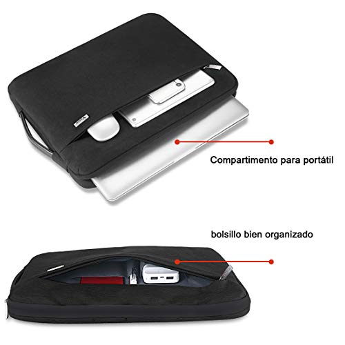 Voova Protectora de 360 Funda Portatil 11-11.6 Pulgada con Asa, Maletín Ordenador Compatible con iPad Pro 12.9 2020, Surface Pro X/7/6/5, MacBook Air 11, Mac 12, DELL Acer HP Chromebook/Tablet, Negro