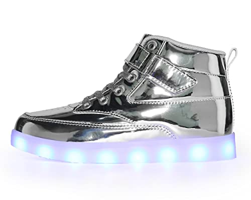 Voovix LED Zapatos con Mando a Distancia para Niños y Niñas(Plateado,35
