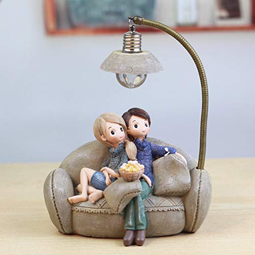 Vosarea Mini pareja de resina Stting in Sofa con lámpara de salón o dormitorio, decoración para los enamorados de la casa, San Valentín 's Day Gift (A)