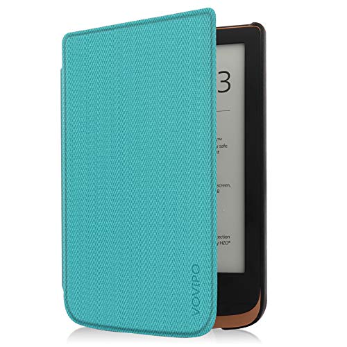 VOVIPO Funda rígida para Pocketbook Touch HD 3, Touch Lux 5, Touch Lux 4, Basic Lux 2 E-Reader - Funda de piel sintética ligera con función de encendido y apagado automático