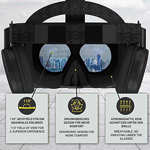 VR Shark X6 - Gafas de RV / Auriculares / Caja de RV compatibles con Smartphones Android 4.7 - 6.2 de Samsung, Sony, HTC, LG, Huawei, Motorola, Xiaomi, ASUS, Google Pixel [Bluetooth].