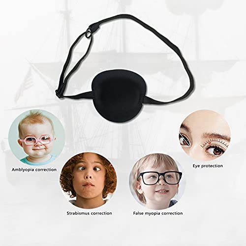 Vulevirtue 5 Piezas Parches de Ojos Ajustables con Hebilla,parche de ojo pirata,para Parches Oculares Adulto y Niño, para tratar la ambliopatía ocular perezosa(5 Colores)