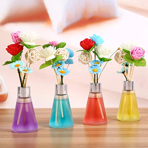 Wakauto 2Pcs Mini Flor Y Difusor de Caña Aroma Difusor de Aceite Esencial Ambientador de Flores para El Hogar Interior Adorno Interior (Colores Surtidos)