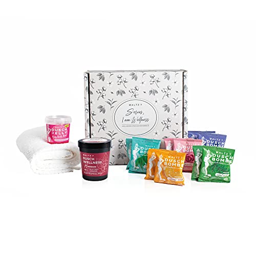 WALTZ7 Set de Regalo de Baño con 10 Bombas de Fragancia, 2 Gel de Ducha, 1 Exfoliante Corporal, 1 Toalla Suave, 1 Bolsa, Regalos para Ella, Mujeres, Cumpleaños, Dia del Padre Regalos, 15 Objetos